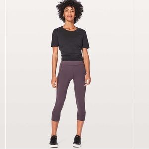 Lululemon In Movement Crop *Everlux 19" in Black Currant